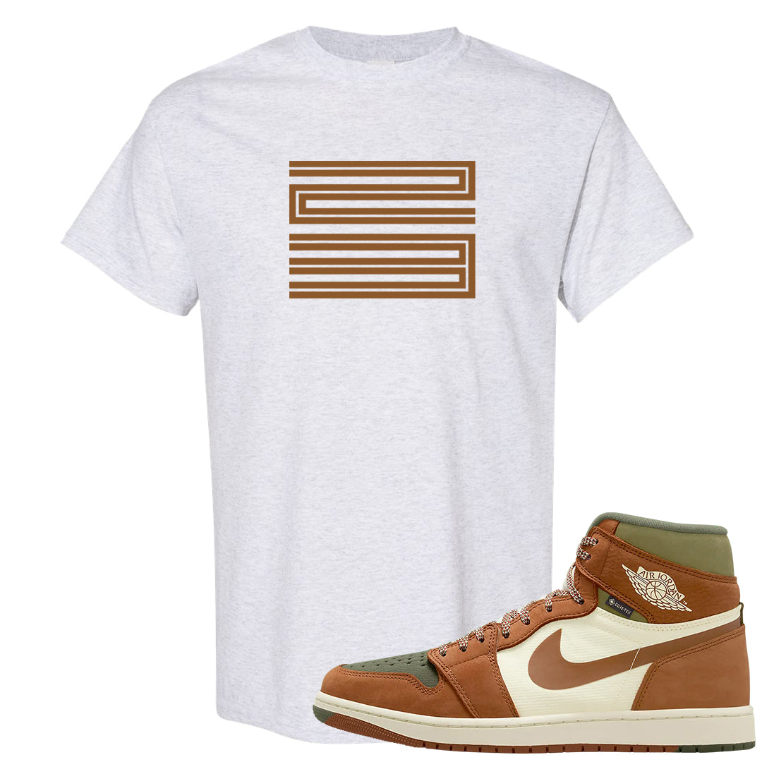 Brown Olive 1s T Shirt | Double Line 23, Ash
