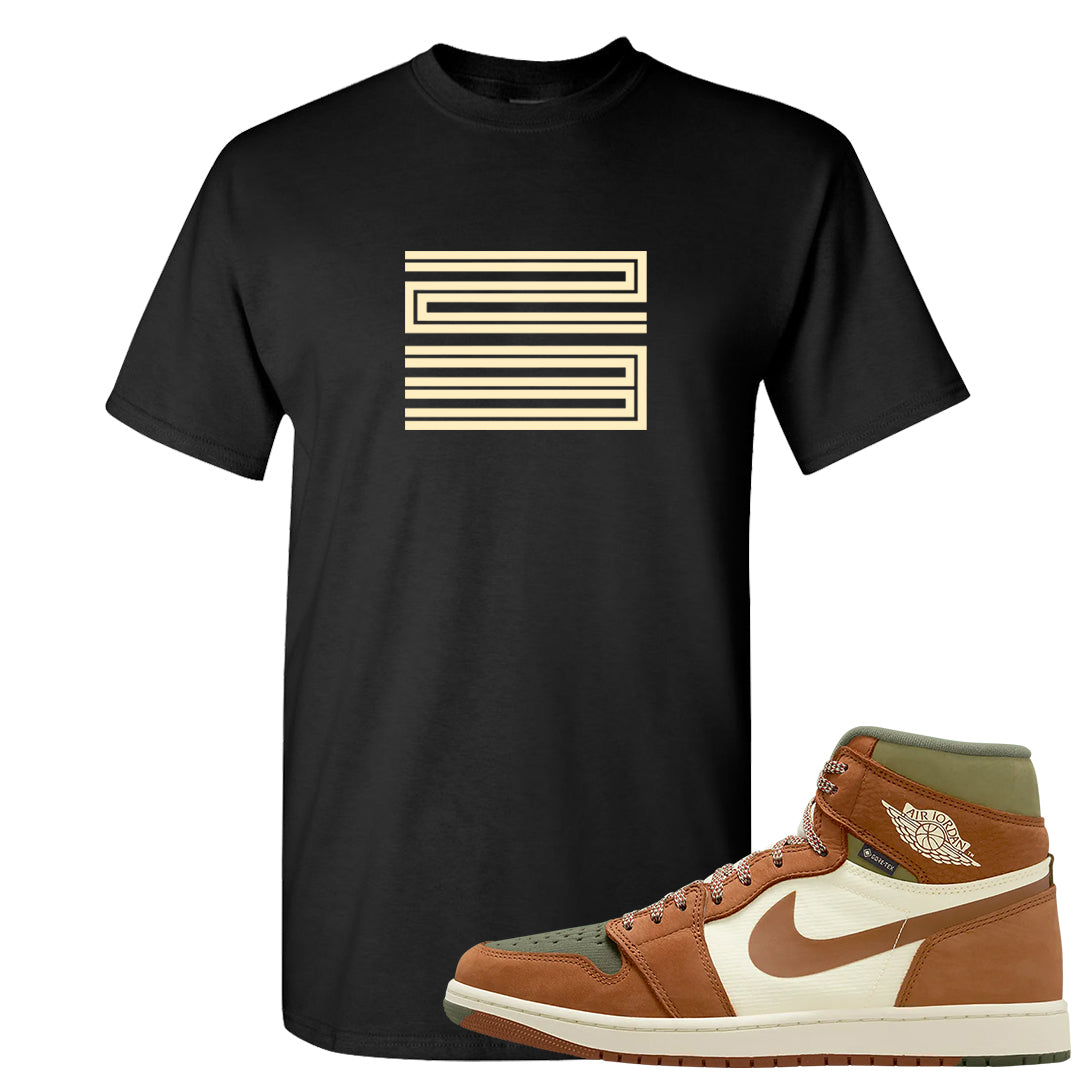 Brown Olive 1s T Shirt | Double Line 23, Black