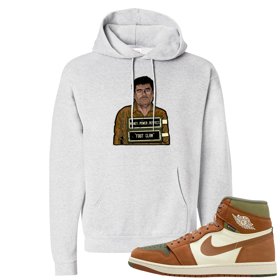 Brown Olive 1s Hoodie | El Chapo Illustration, Ash