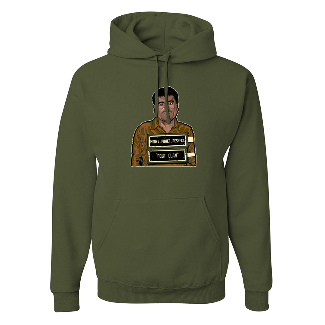 Brown Olive 1s Hoodie | El Chapo Illustration, Military Green