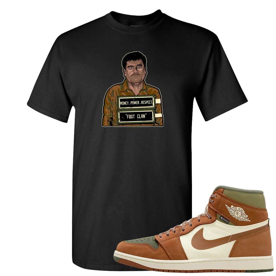 Brown Olive 1s T Shirt | El Chapo Illustration, Black