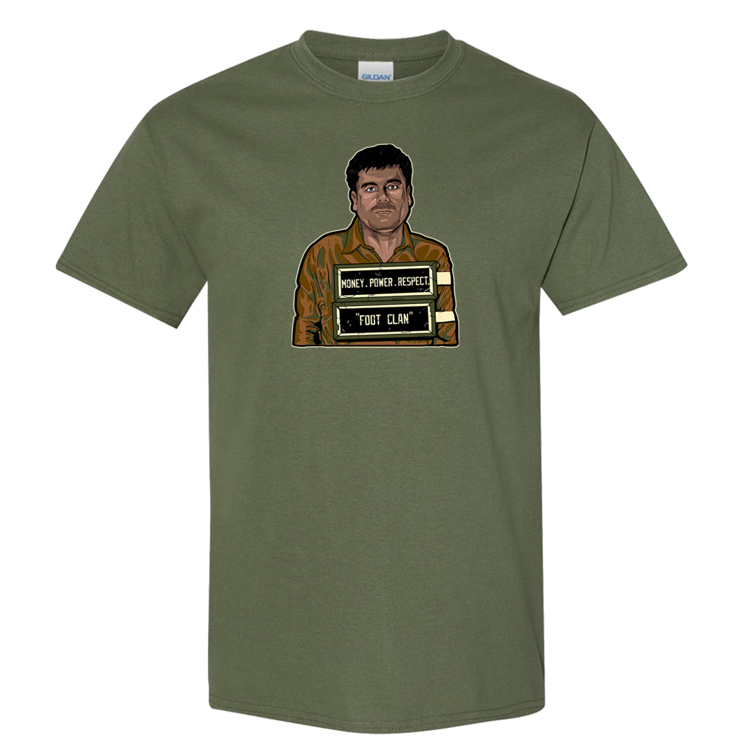 Brown Olive 1s T Shirt | El Chapo Illustration, Military Green