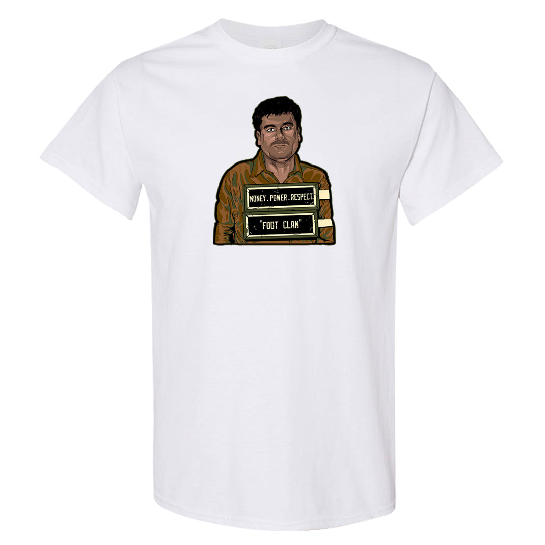 Brown Olive 1s T Shirt | El Chapo Illustration, White