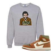 Brown Olive 1s Crewneck Sweatshirt | Escobar Illustration, Ash