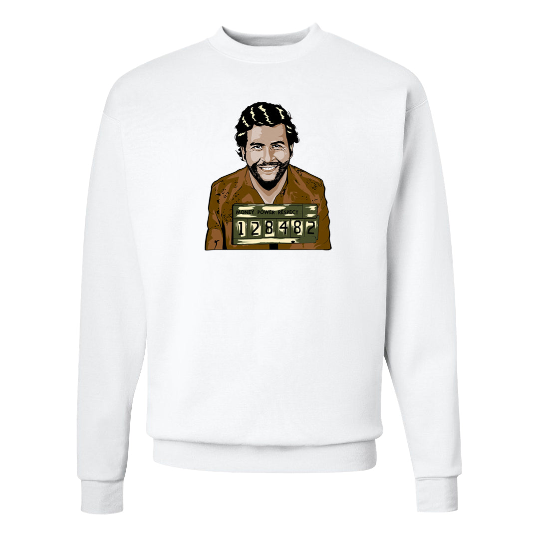Brown Olive 1s Crewneck Sweatshirt | Escobar Illustration, White
