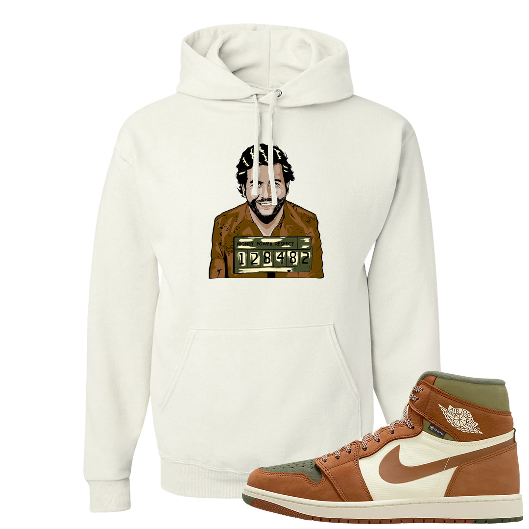 Brown Olive 1s Hoodie | Escobar Illustration, White