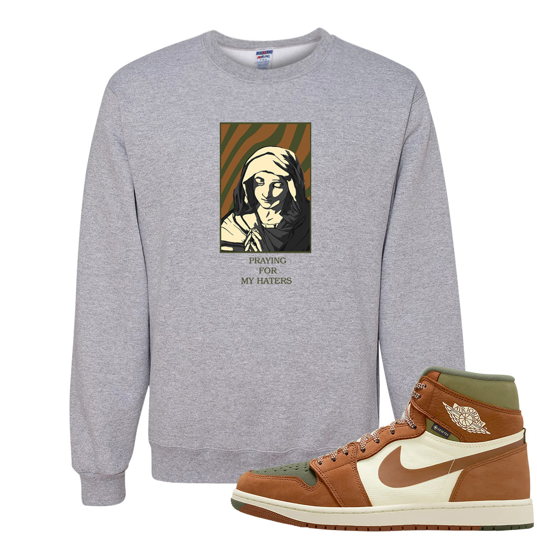 Brown Olive 1s Crewneck Sweatshirt | God Told Me, Ash