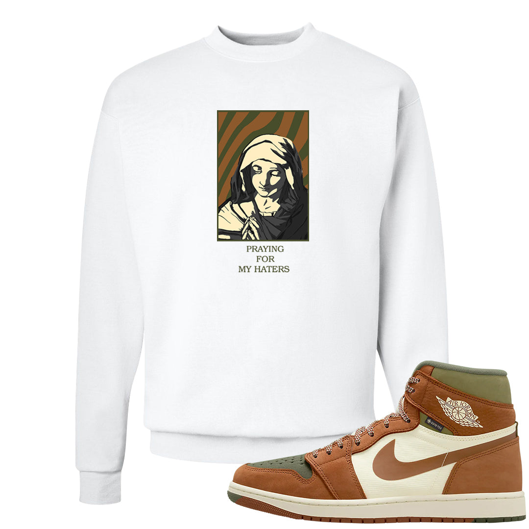 Brown Olive 1s Crewneck Sweatshirt | God Told Me, White