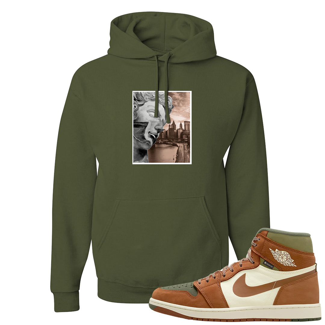 Brown Olive 1s Hoodie | God Told Me, Military Green