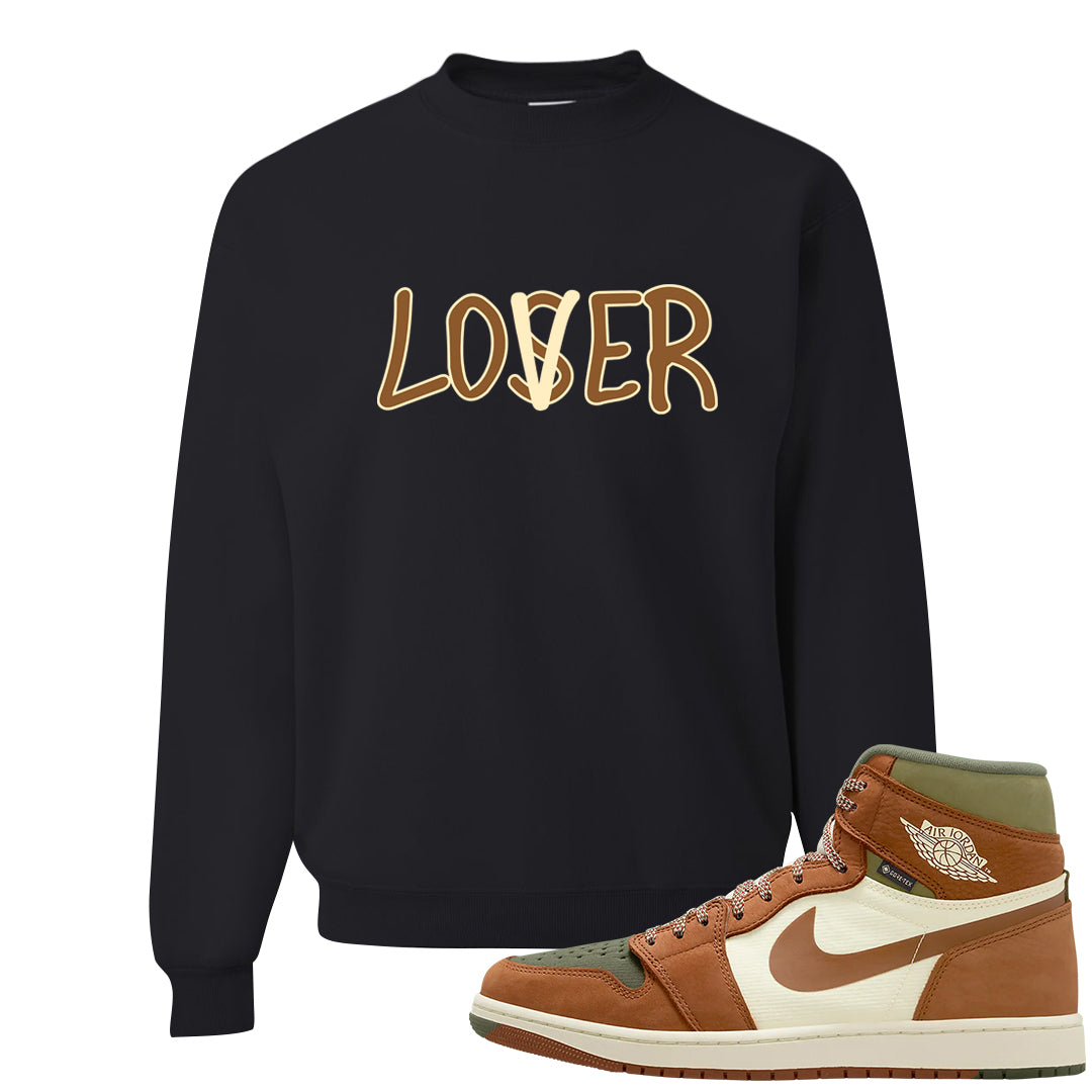 Brown Olive 1s Crewneck Sweatshirt | Lover, Black