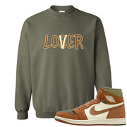 Brown Olive 1s Crewneck Sweatshirt | Lover, Military Green