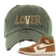 Brown Olive 1s Distressed Dad Hat | Lover, Olive