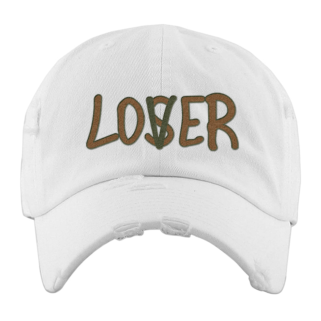 Brown Olive 1s Distressed Dad Hat | Lover, White
