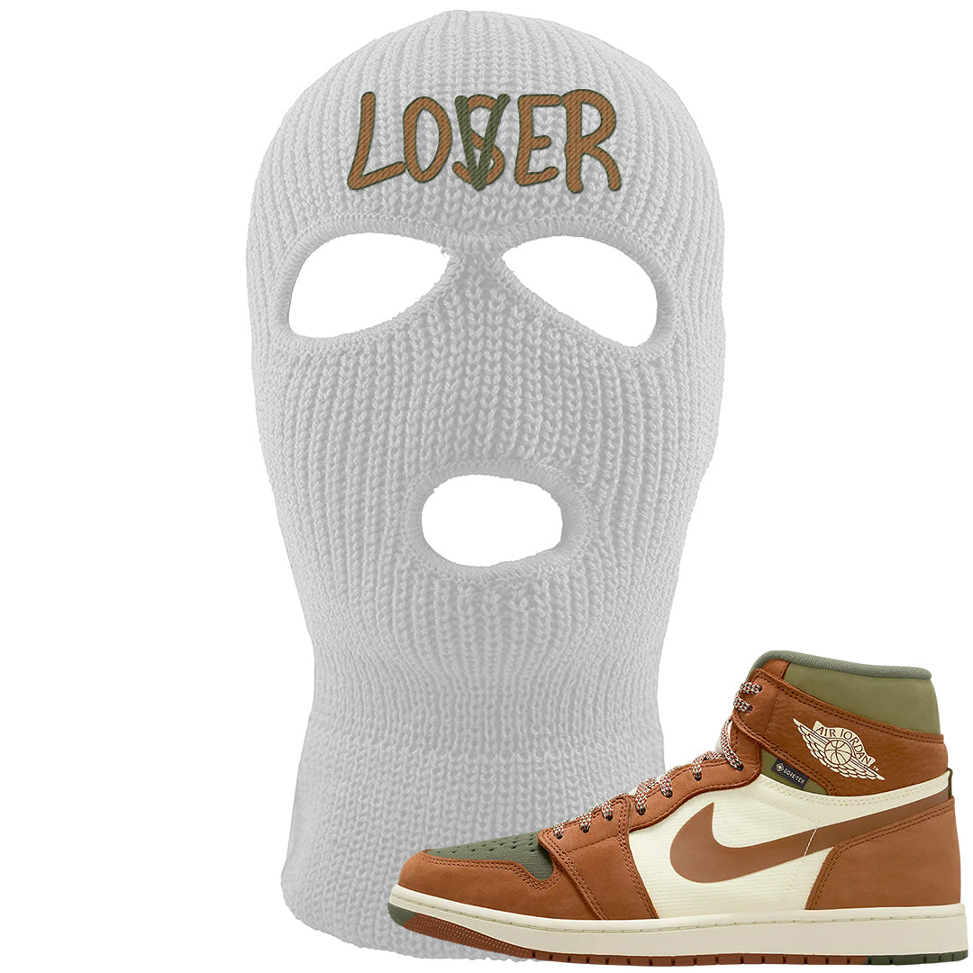 Brown Olive 1s Ski Mask | Lover, White