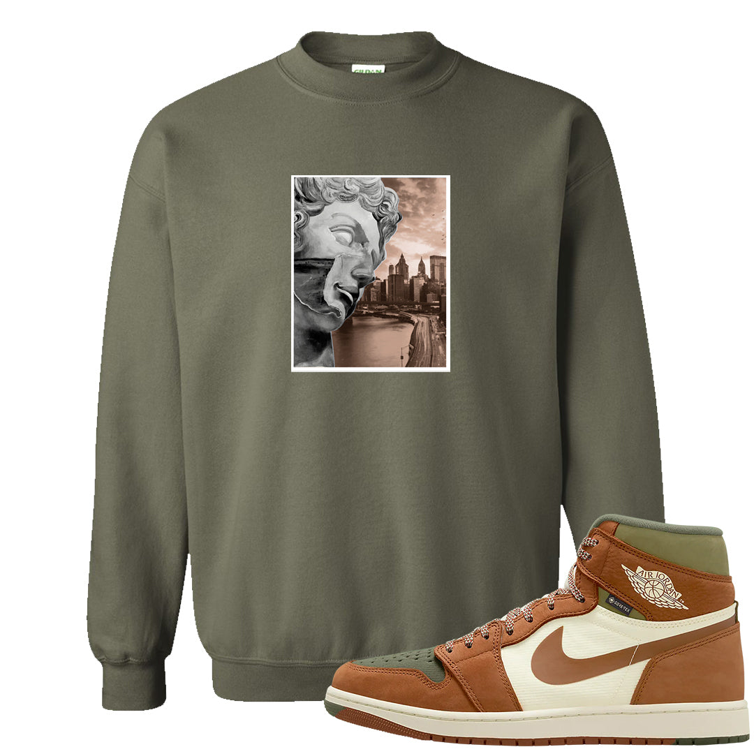 Brown Olive 1s Crewneck Sweatshirt | Miguel, Military Green