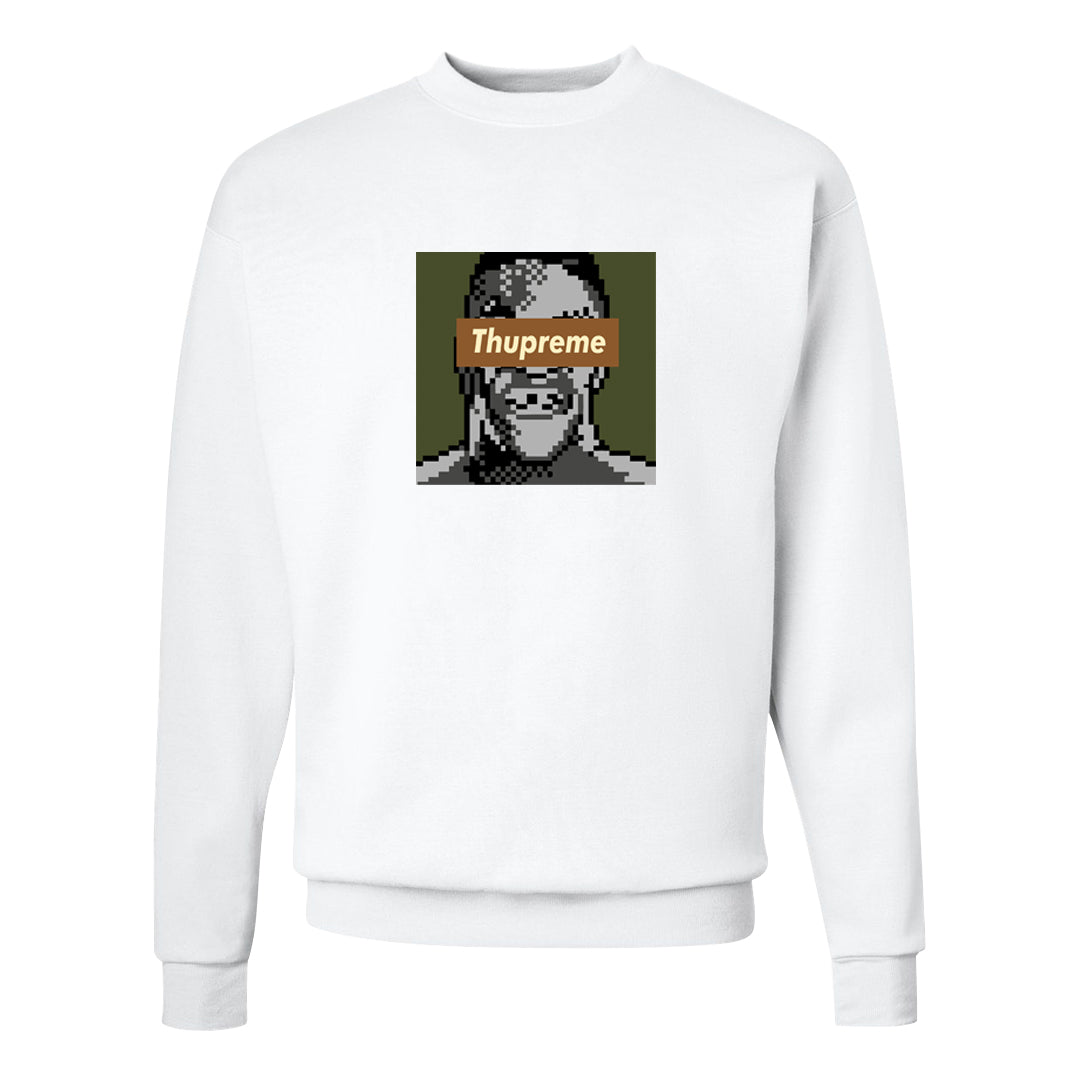 Brown Olive 1s Crewneck Sweatshirt | Thupreme, White