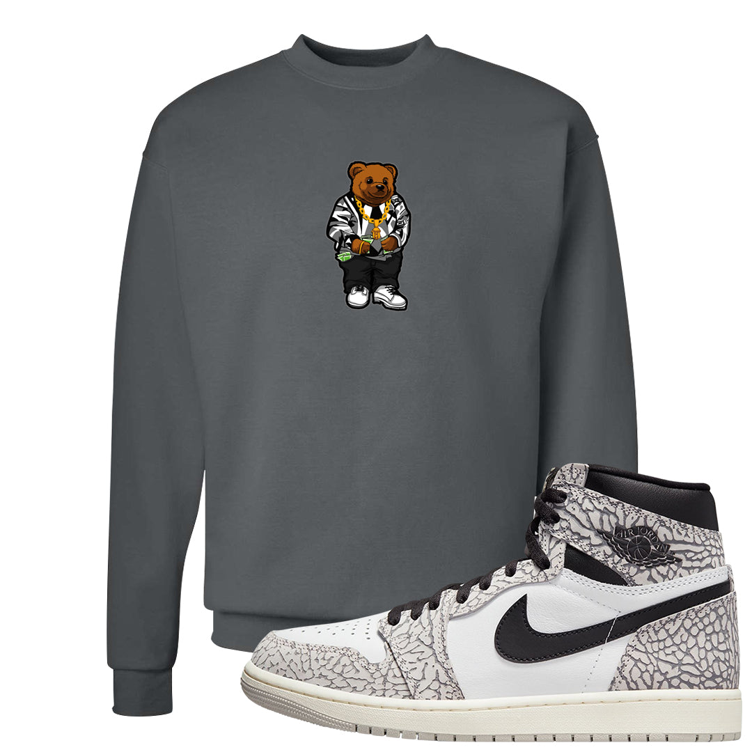 Elephant Print OG 1s Crewneck Sweatshirt | Sweater Bear, Smoke Grey