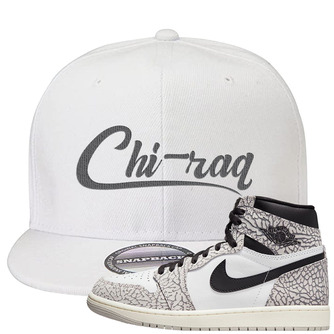 Elephant Print OG 1s Snapback Hat | Chiraq, White