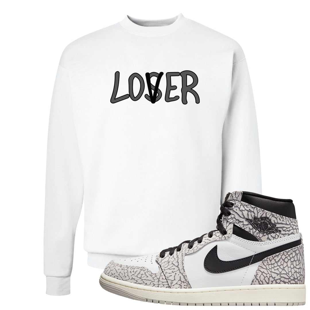 Elephant Print OG 1s Crewneck Sweatshirt | Lover, White