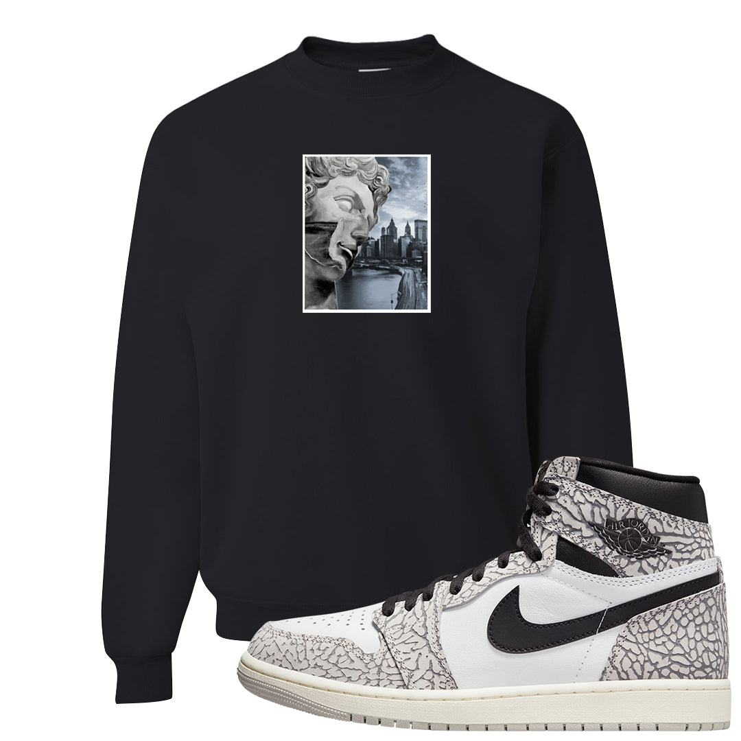 Elephant Print OG 1s Crewneck Sweatshirt | Miguel, Black