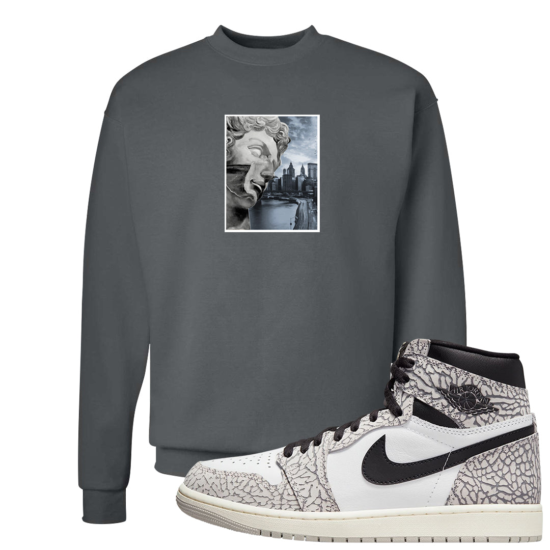 Elephant Print OG 1s Crewneck Sweatshirt | Miguel, Smoke Grey