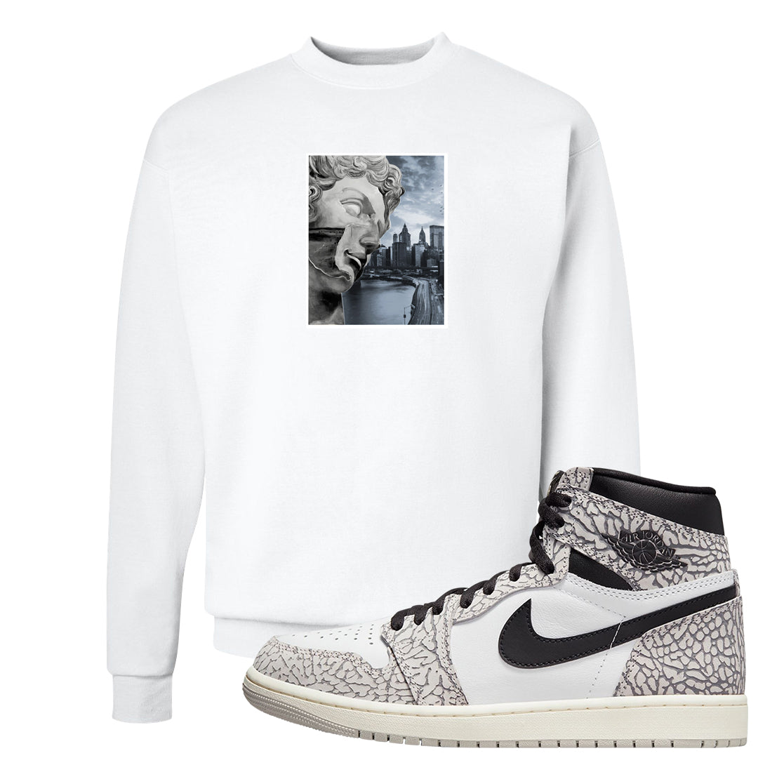 Elephant Print OG 1s Crewneck Sweatshirt | Miguel, White