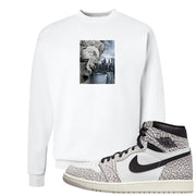 Elephant Print OG 1s Crewneck Sweatshirt | Miguel, White