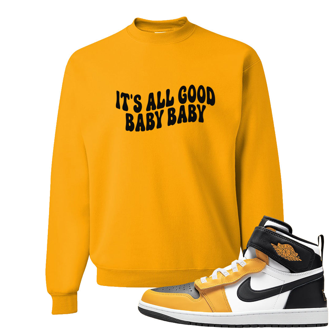 Flyease Yellow Ochre 1s Crewneck Sweatshirt | All Good Baby, Gold