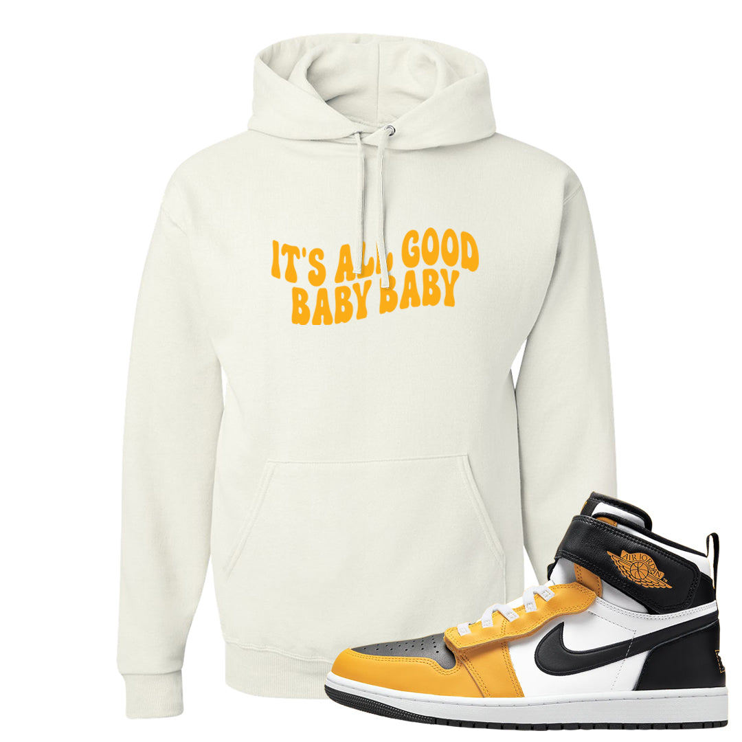 Flyease Yellow Ochre 1s Hoodie | All Good Baby, White