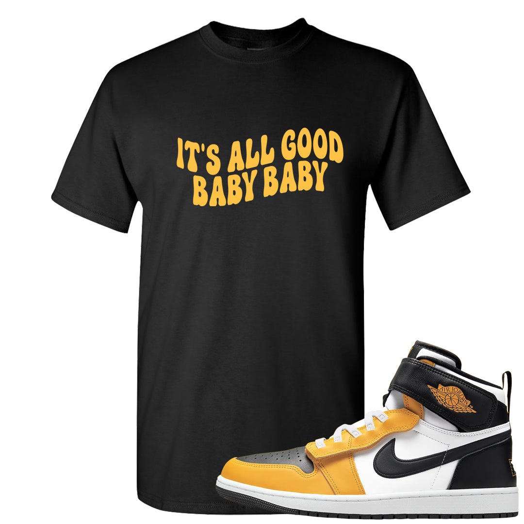 Flyease Yellow Ochre 1s T Shirt | All Good Baby, Black