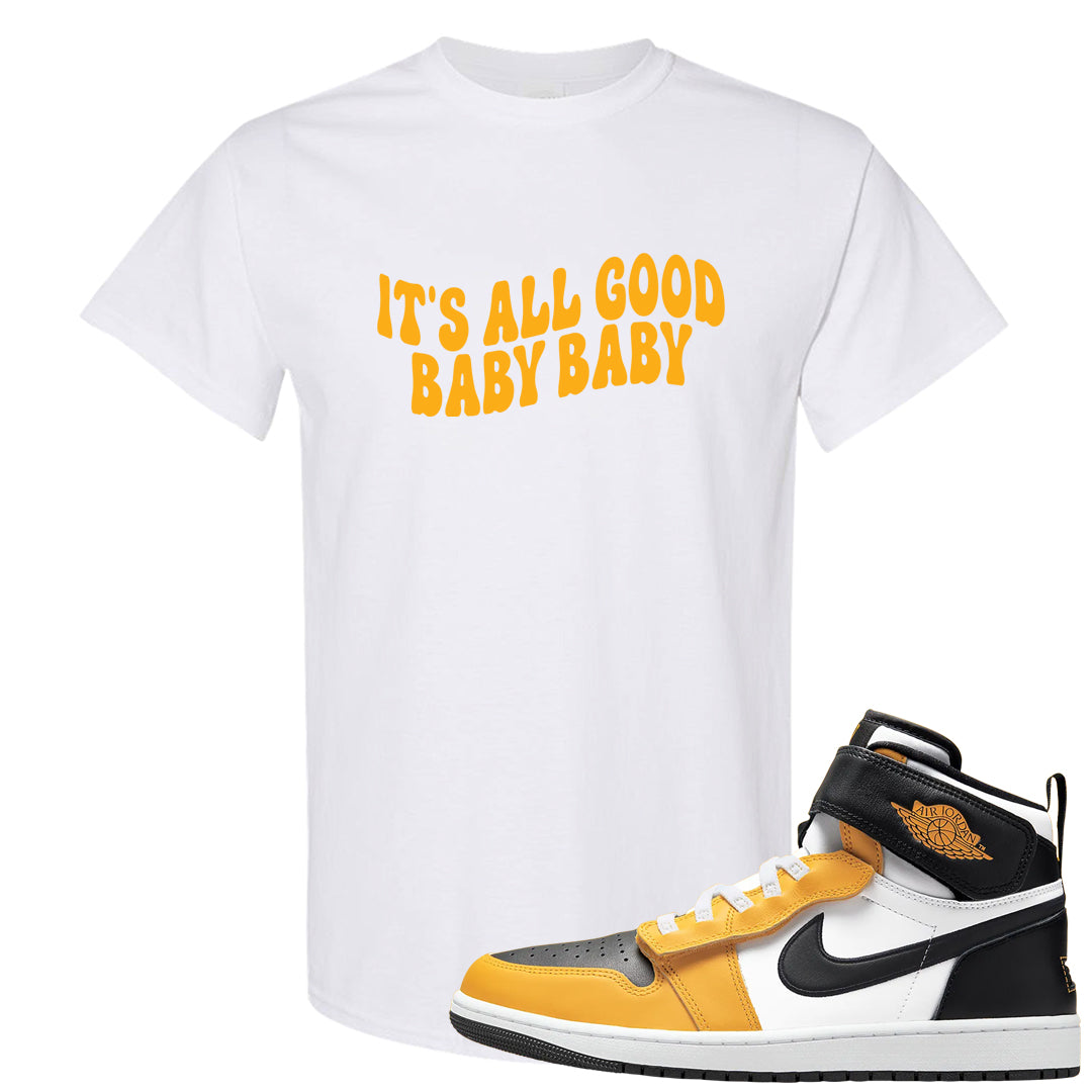 Flyease Yellow Ochre 1s T Shirt | All Good Baby, White