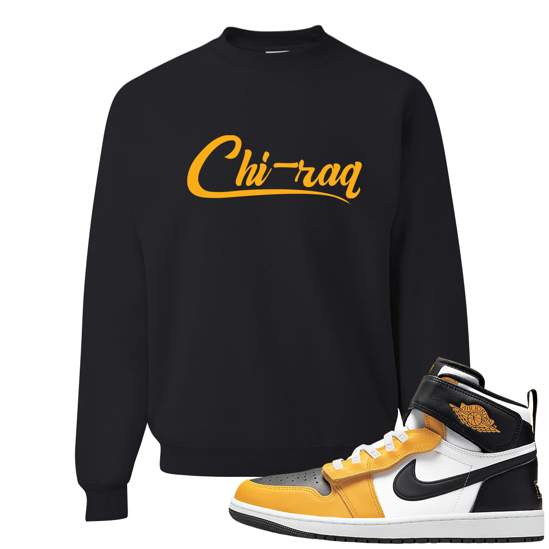 Flyease Yellow Ochre 1s Crewneck Sweatshirt | Chiraq, Black