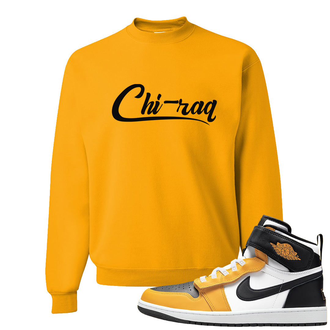 Flyease Yellow Ochre 1s Crewneck Sweatshirt | Chiraq, Gold