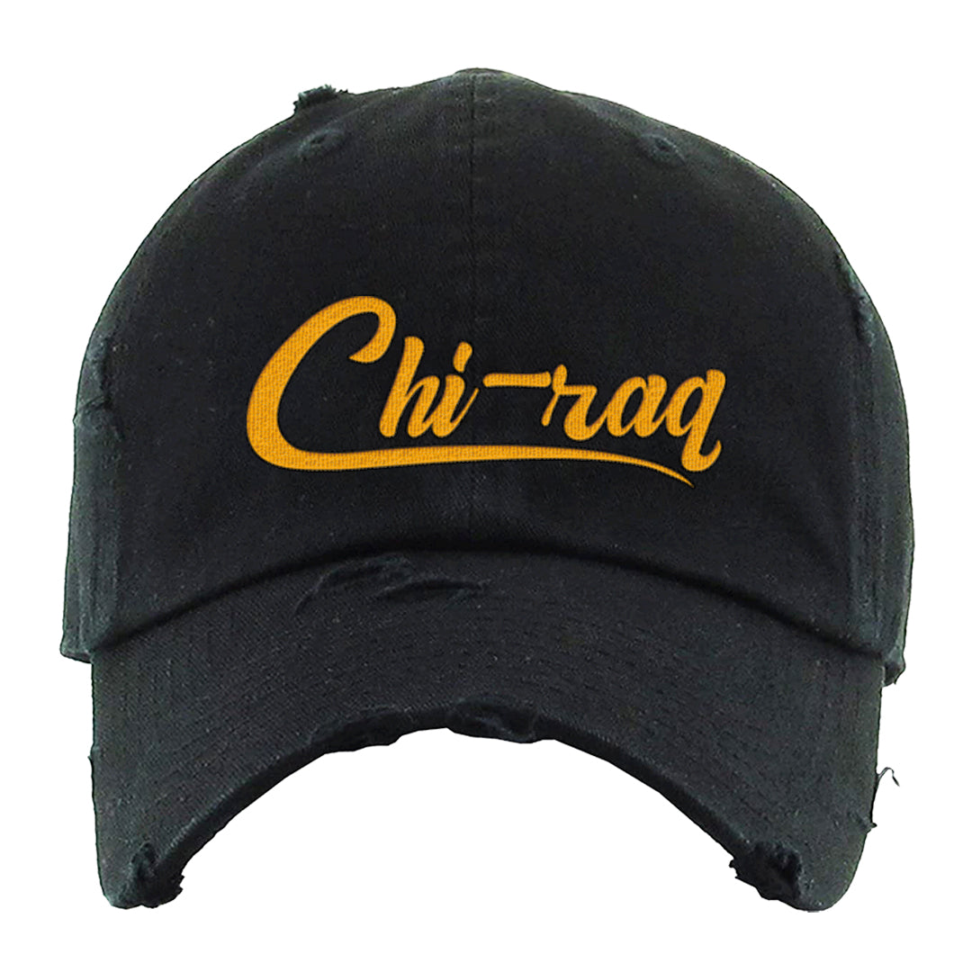 Flyease Yellow Ochre 1s Distressed Dad Hat | Chiraq, Black