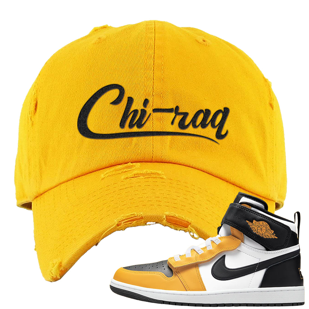 Flyease Yellow Ochre 1s Distressed Dad Hat | Chiraq, Gold