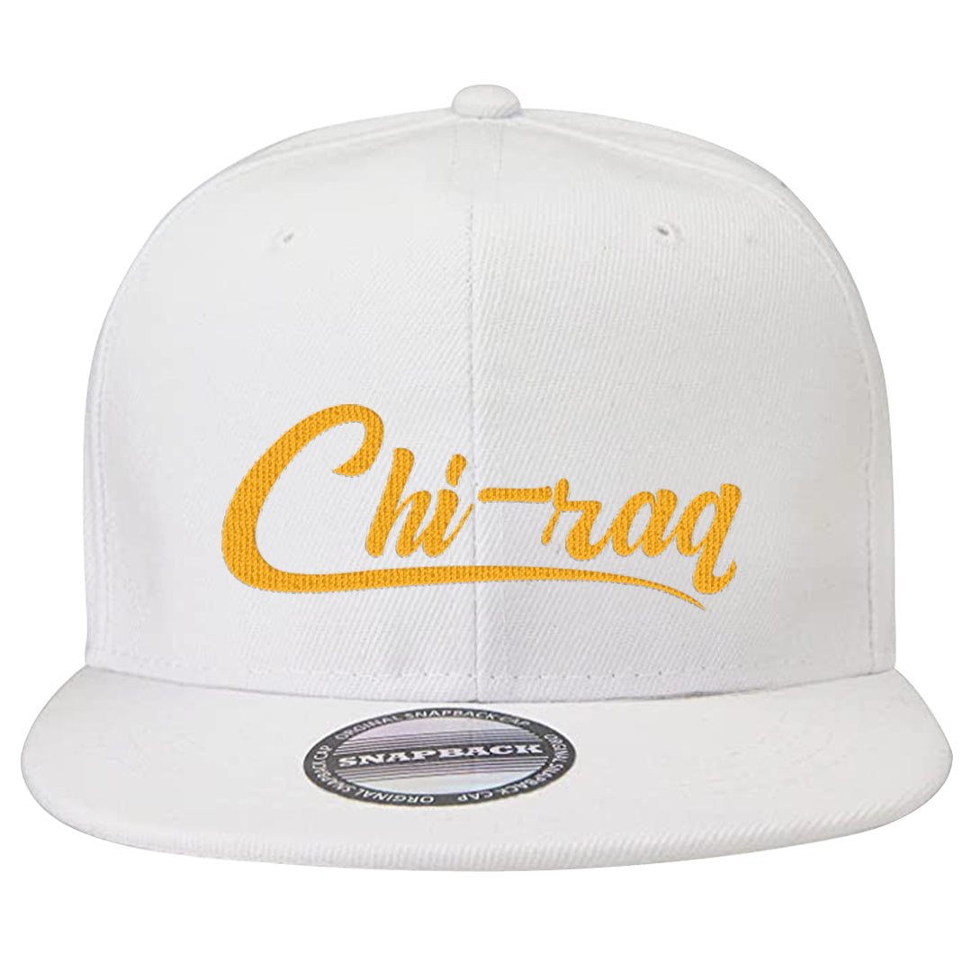 Flyease Yellow Ochre 1s Snapback Hat | Chiraq, White