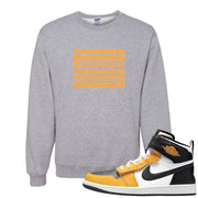 Flyease Yellow Ochre 1s Crewneck Sweatshirt | Double Line 23, Ash