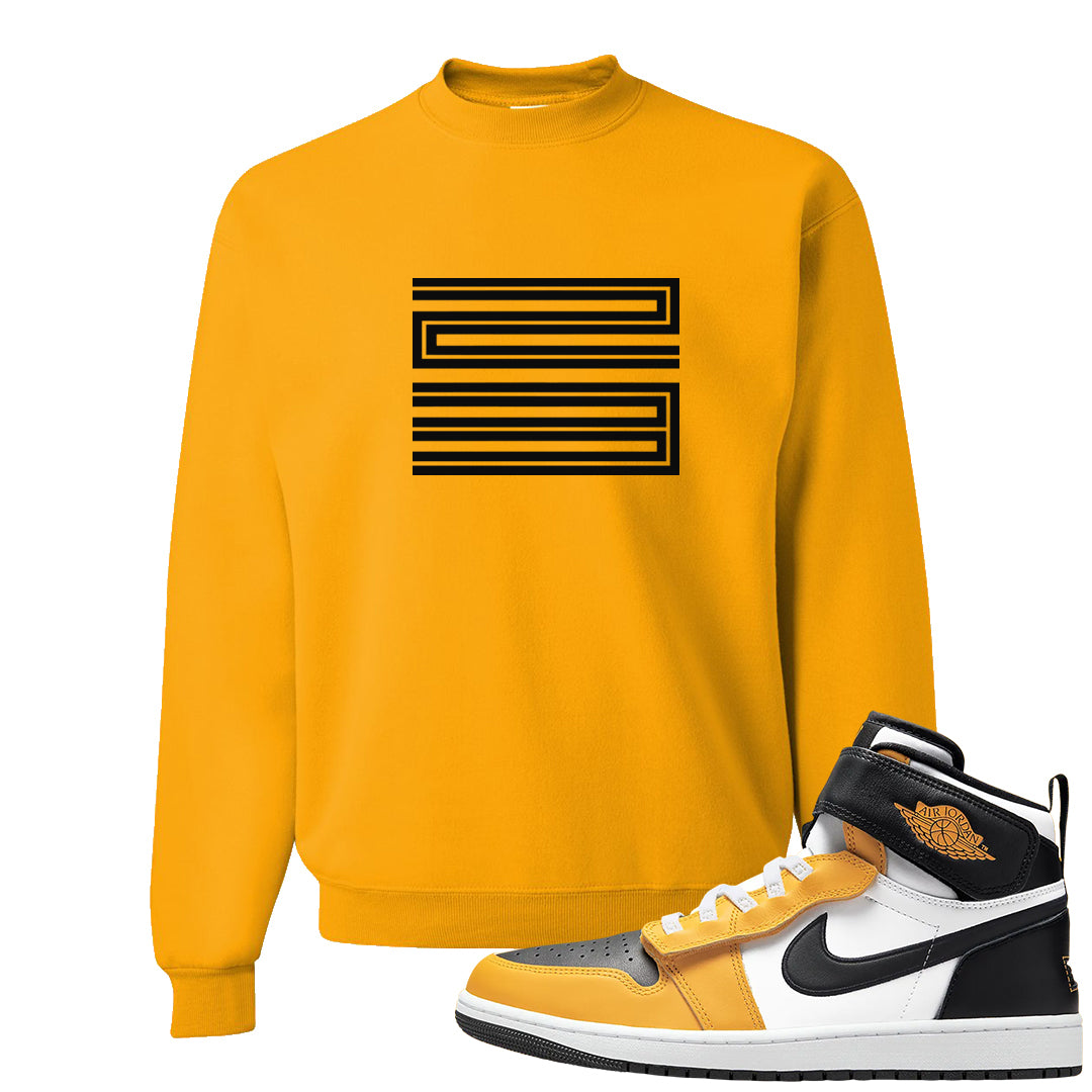 Flyease Yellow Ochre 1s Crewneck Sweatshirt | Double Line 23, Gold