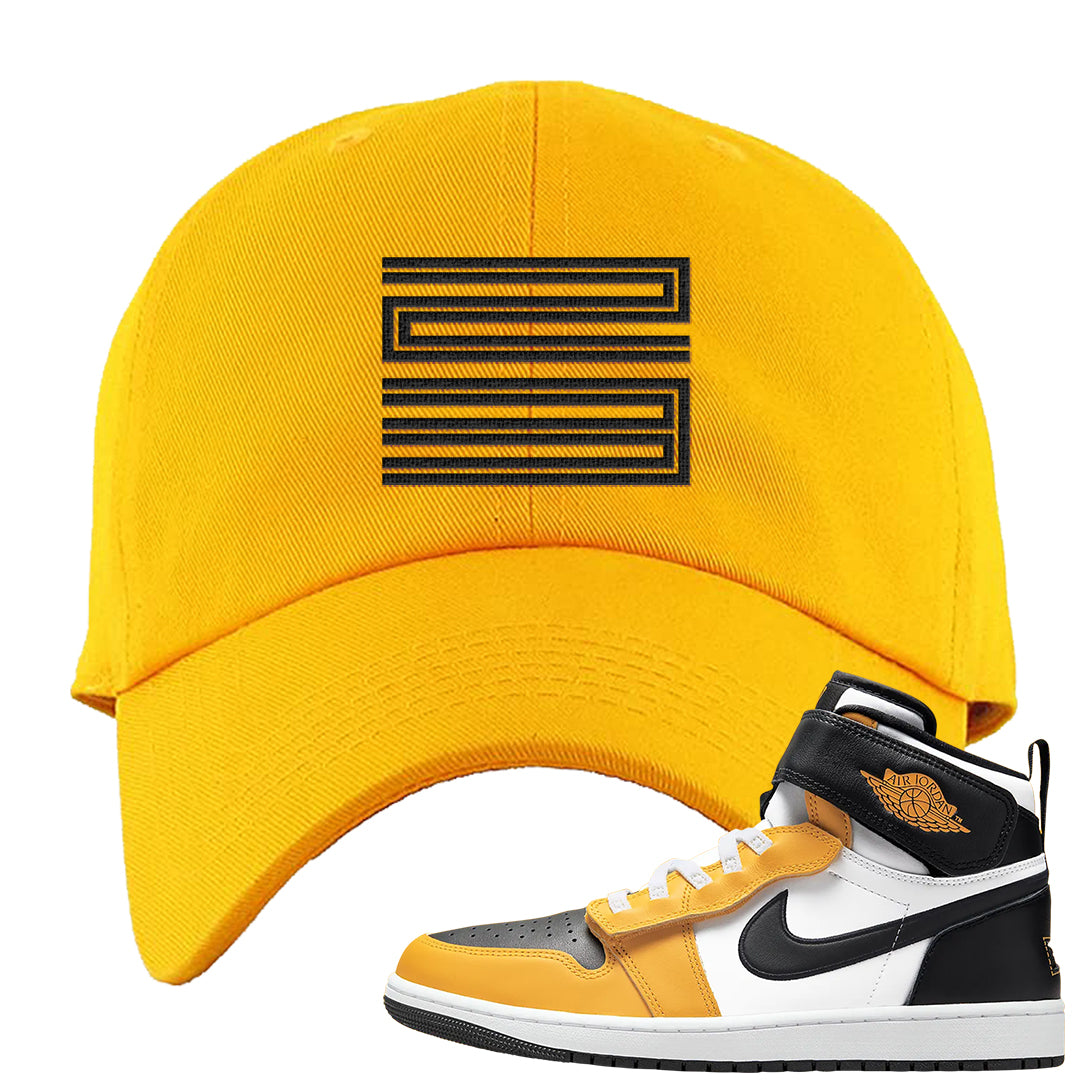 Flyease Yellow Ochre 1s Dad Hat | Double Line 23, Gold