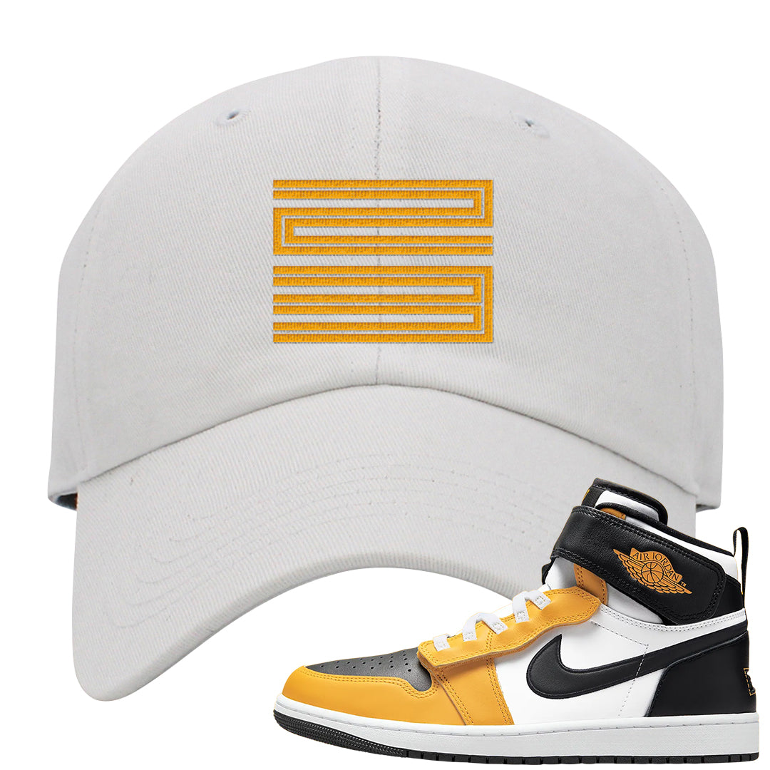 Flyease Yellow Ochre 1s Dad Hat | Double Line 23, White