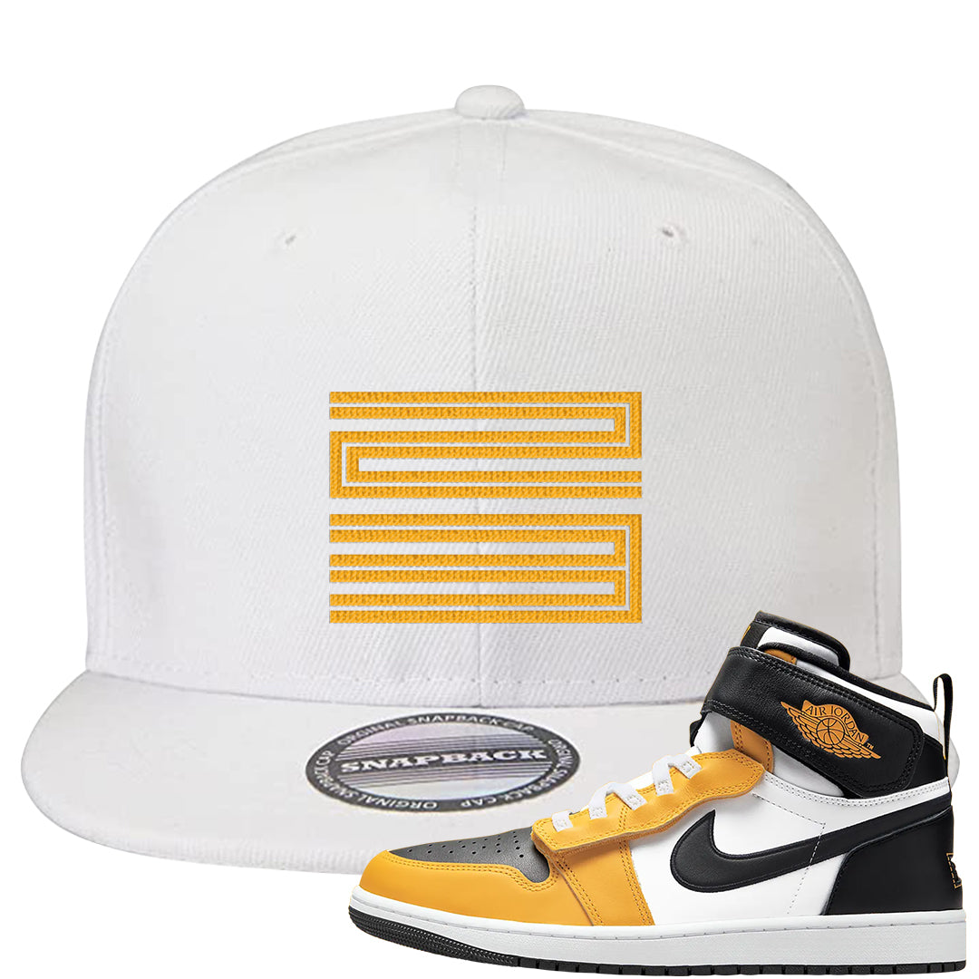 Flyease Yellow Ochre 1s Snapback Hat | Double Line 23, White
