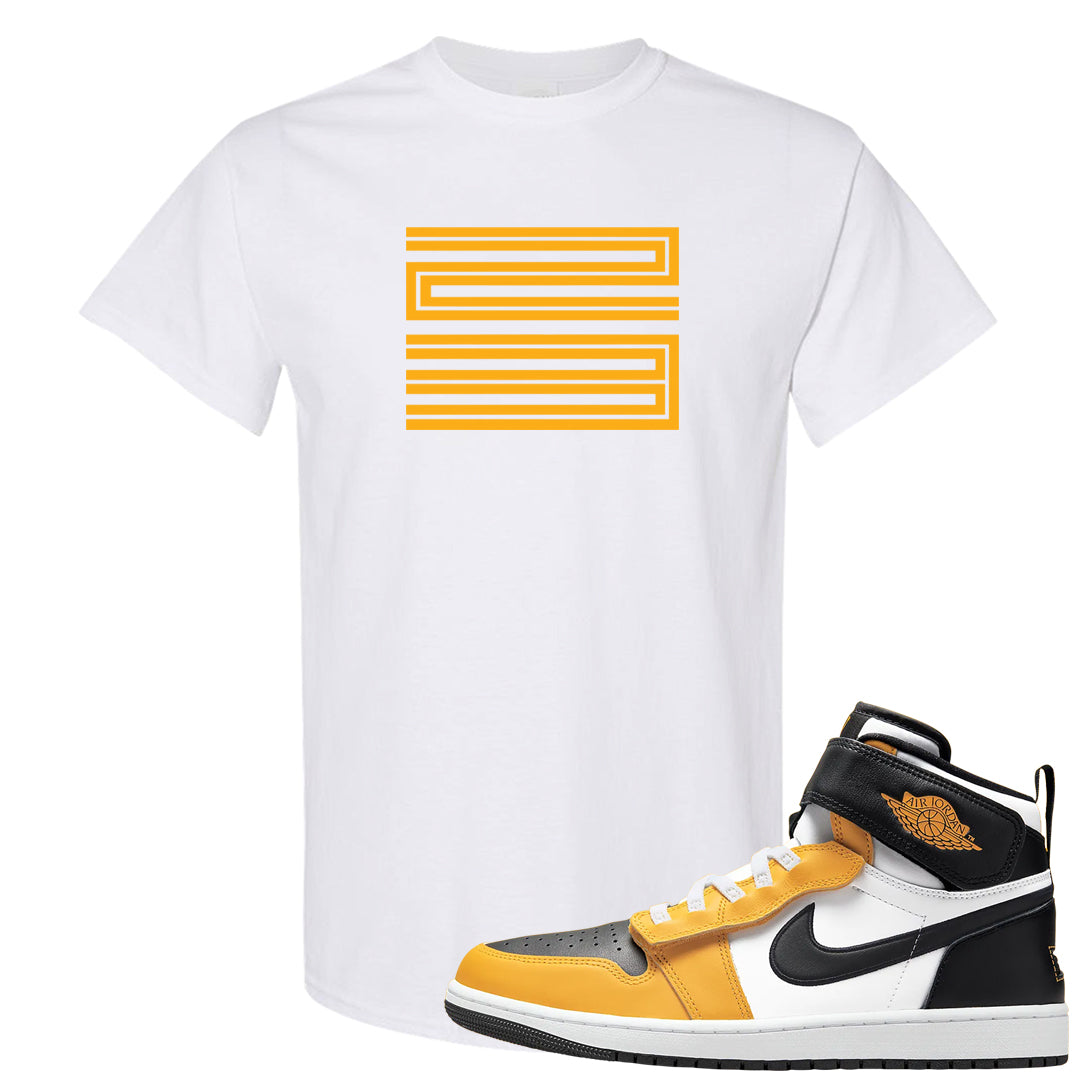 Flyease Yellow Ochre 1s T Shirt | Double Line 23, White