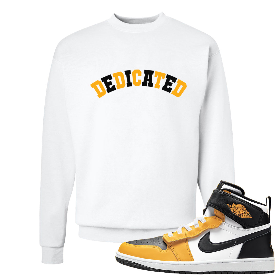 Flyease Yellow Ochre 1s Crewneck Sweatshirt | Dedicated, White