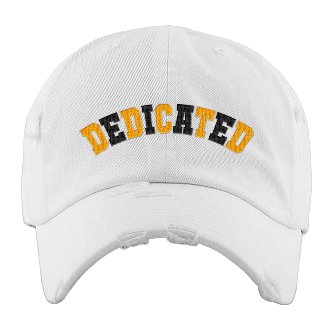 Flyease Yellow Ochre 1s Distressed Dad Hat | Dedicated, White