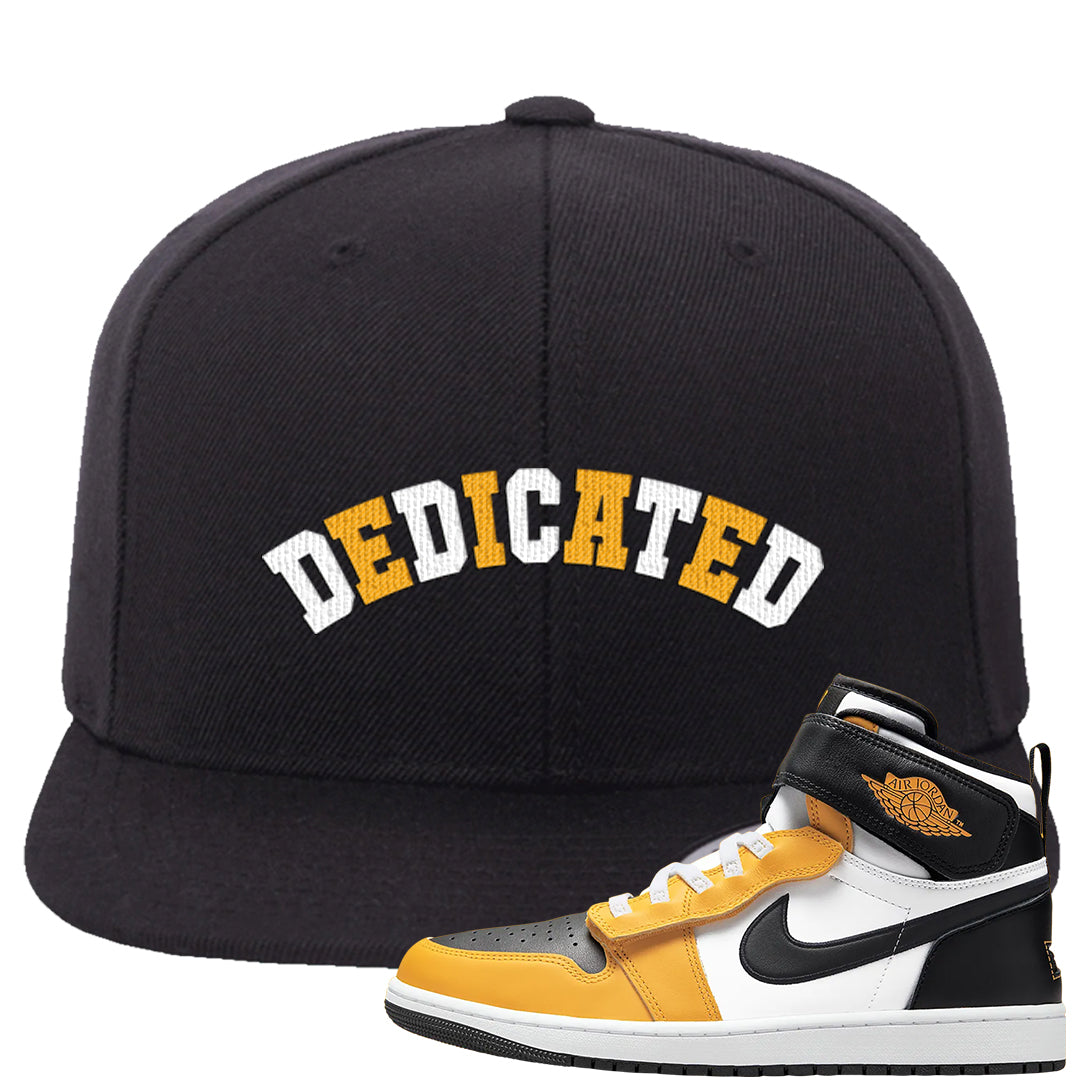 Flyease Yellow Ochre 1s Snapback Hat | Dedicated, Black