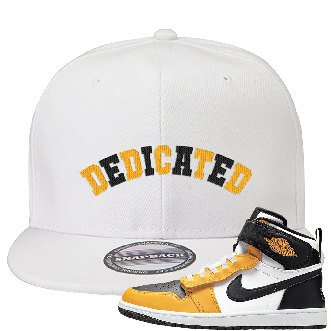 Flyease Yellow Ochre 1s Snapback Hat | Dedicated, White