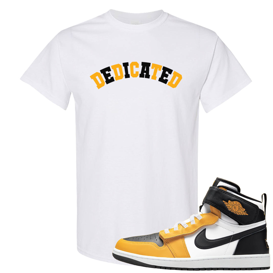 Flyease Yellow Ochre 1s T Shirt | Dedicated, White