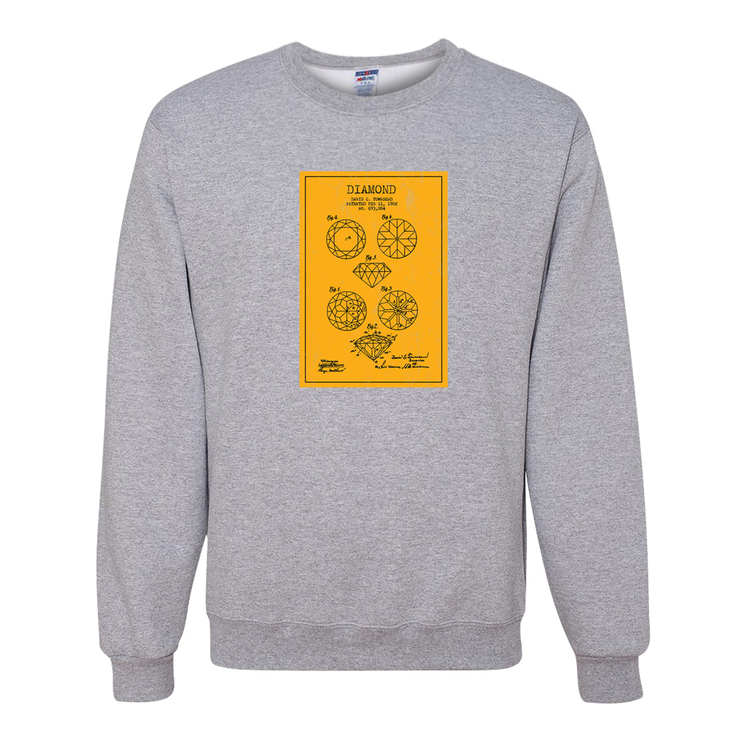 Flyease Yellow Ochre 1s Crewneck Sweatshirt | Diamond Patent Sketch, Ash