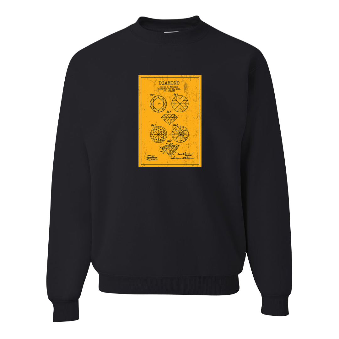 Flyease Yellow Ochre 1s Crewneck Sweatshirt | Diamond Patent Sketch, Black