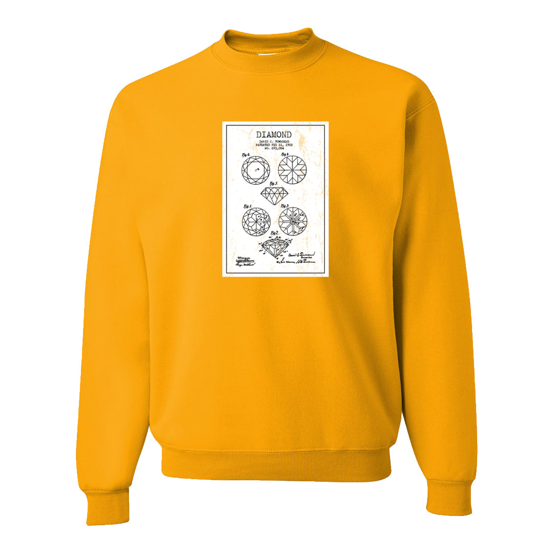 Flyease Yellow Ochre 1s Crewneck Sweatshirt | Diamond Patent Sketch, Gold